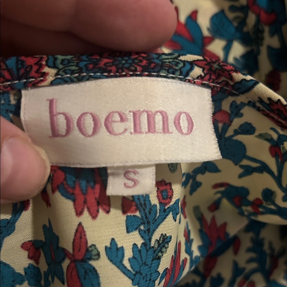 Anthropologie Boemo  Floral Long Sleeve Dress - Red and Blue - Picture 9 of 14